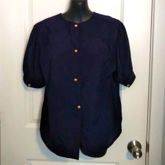 🔥Host Pick🔥 Vintage Parisian style navy blouse - Picture 1 of 9